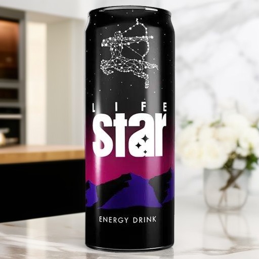 نوشابه انرژی زا گاز دار برند star با کافئین ، تائورین و ویتامین
